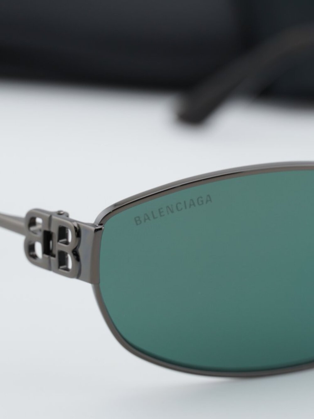 Balenciaga BB0336S 005 Unisex Oval Sunglasses - Grey / Green Mirror - Picture 3 of 11